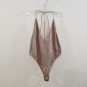 Forever 21 Seamless Caged Back Ribbed Bodysuit Rose Size M/L